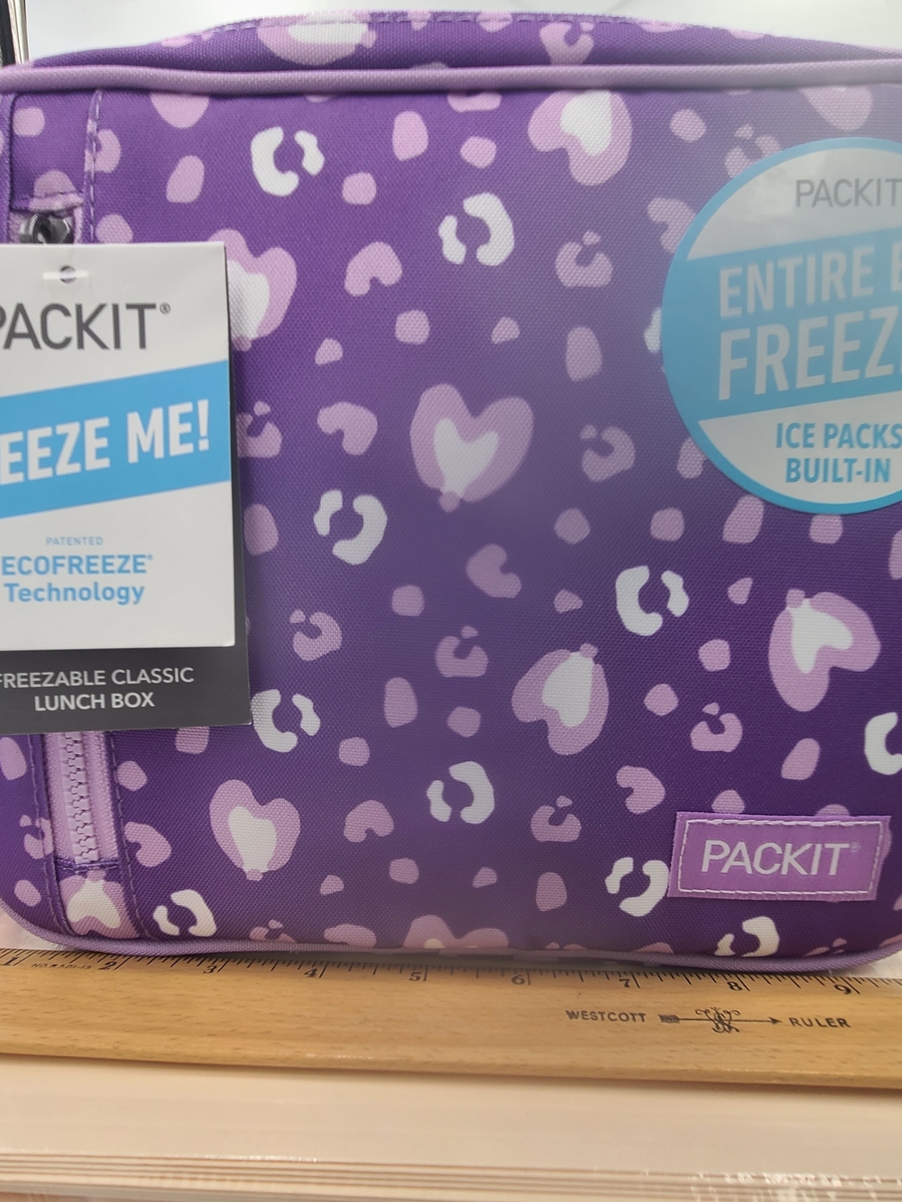 Purple Heart-Print Freezable Lunch Bag
